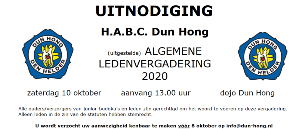 Algemene Leden Vergadering @ Kantine H.A.B.C. Dun Hong