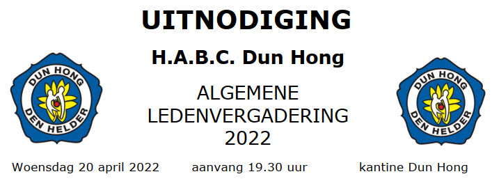 Algemene Ledevergadering @ H.A.B.C. Dun Hong